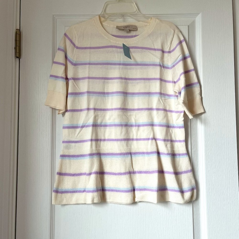 New Ann Taylor Loft Striped Sweater Tee 100% Cotton MP & SP
